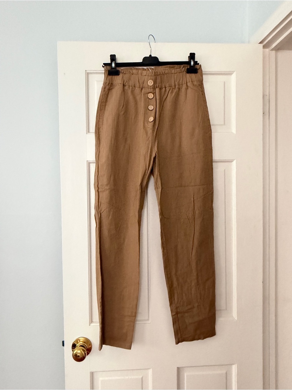 Men's Tan Casual Button-Front Pants